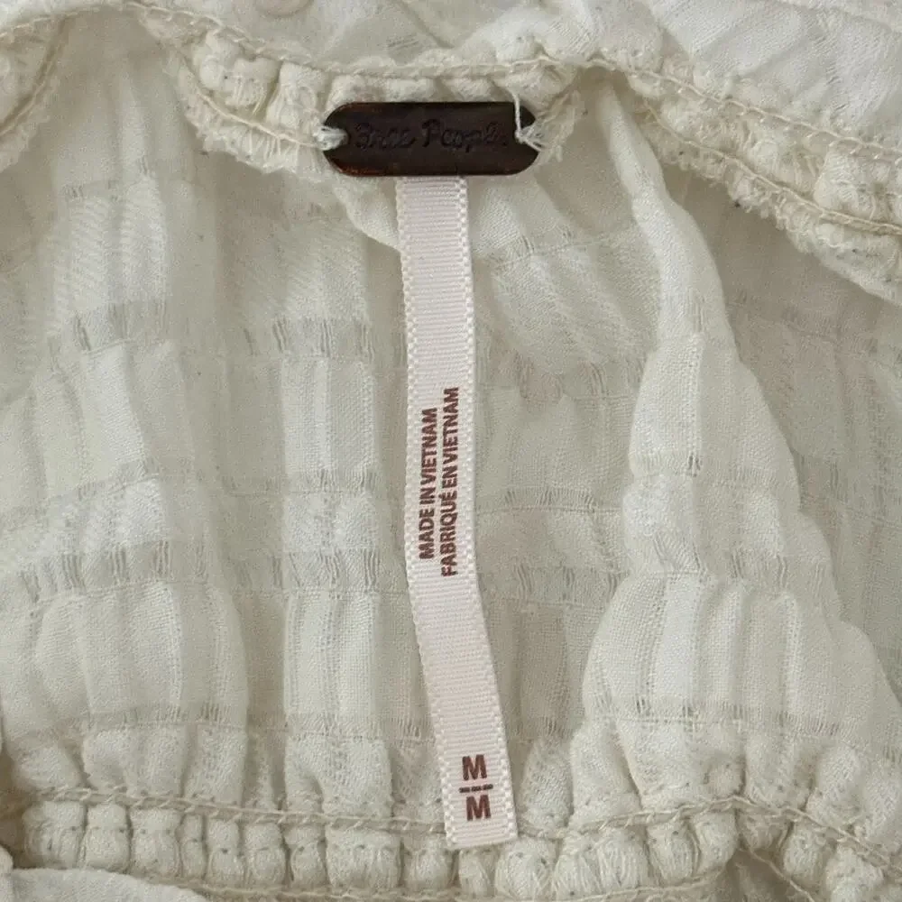 Free People Hailey Cropped Blouse in Ivory (M)